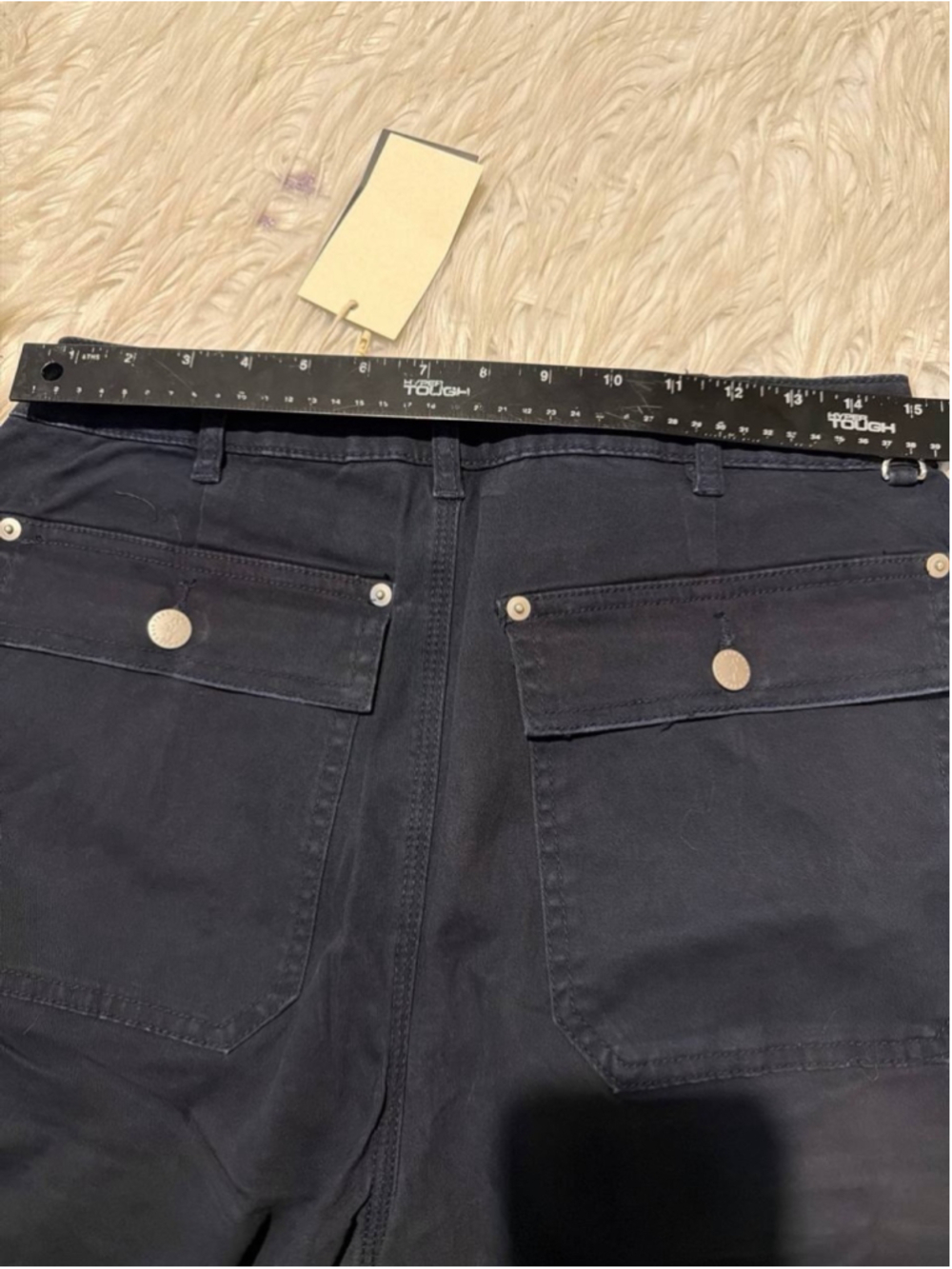 Flamingals Solid Stitch Detail Mid Rise Dark Blue Barrel Pants XL - Picture 4 of 4